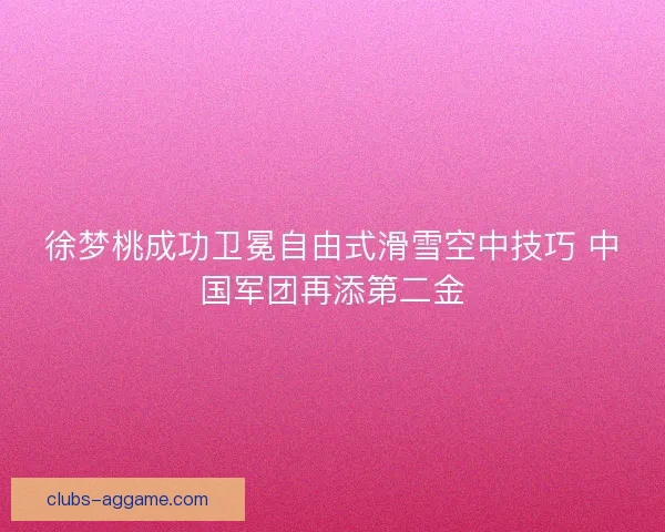 徐梦桃成功卫冕自由式滑雪空中技巧 中国军团再添第二金